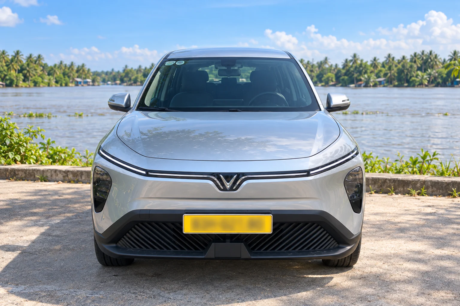Đầu xe VinFast Limo Green màu xám, ảnh đã xử lý bối cảnh